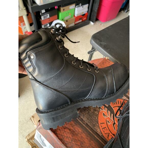 Milwaukee Leather Men's 8" Motorcycle Logger Boot w/ Cap Toe Lace Up Sz 7.5 - Picture 9 of 16